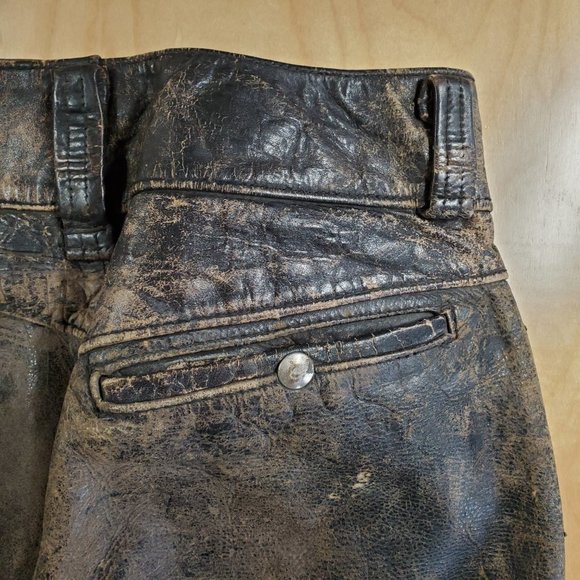 Vintage Distressed Leather Moto Riding Pants - Picture 15 of 16